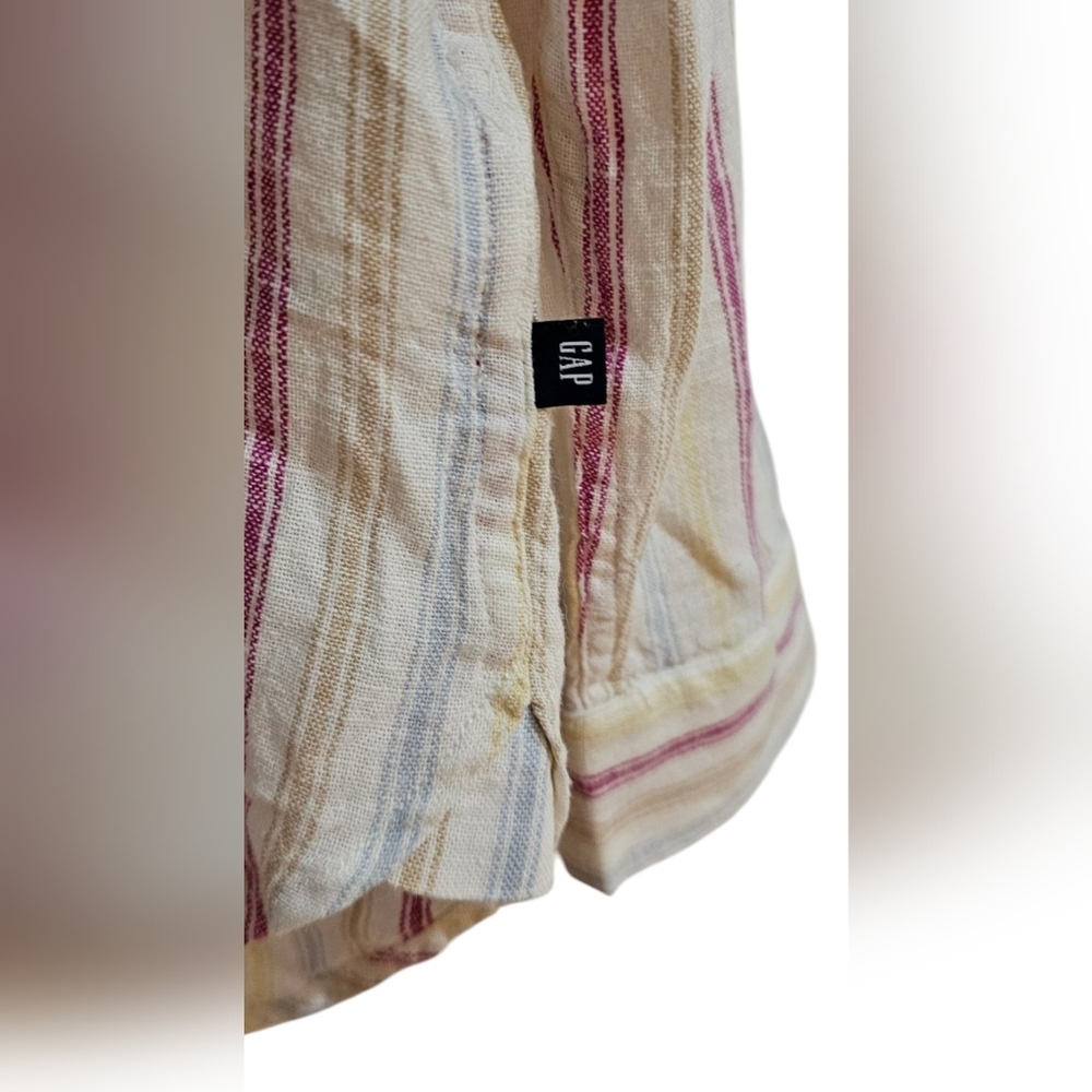Gap - NEW Long Sleeve Striped Linen Blend Button Up Shirt - Picture 4 of 10